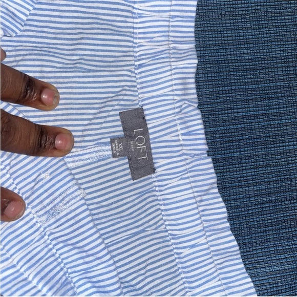 LOFT Light Blue and White Striped Shorts - Picture 3 of 3